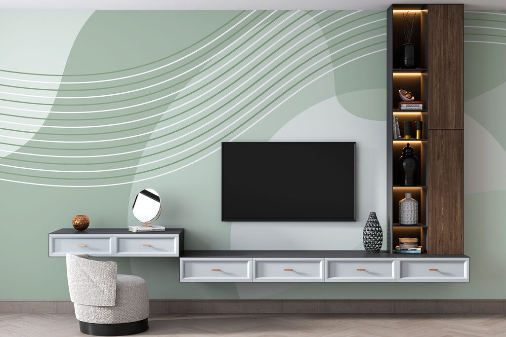 Linhas onduladas sobre formas — interior 1