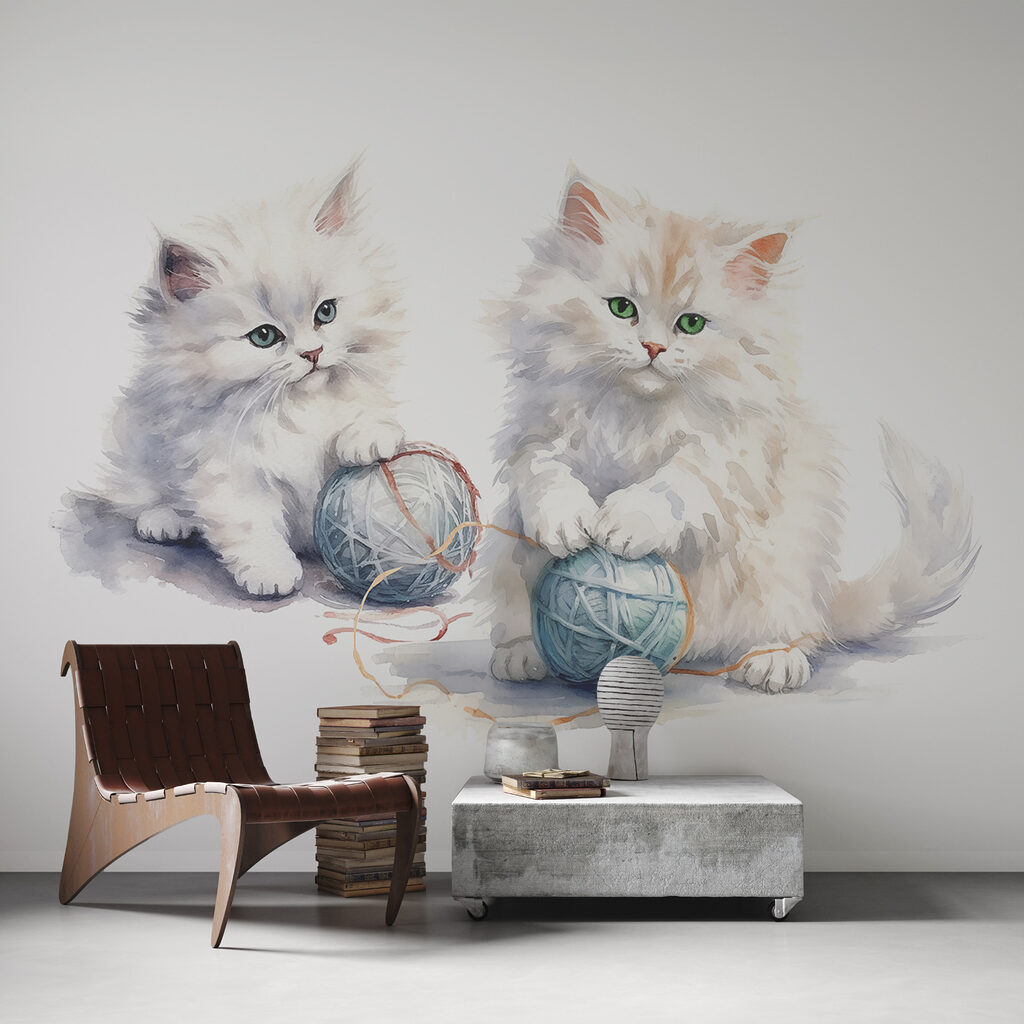 Dois gatinhos com novelos — interior 2