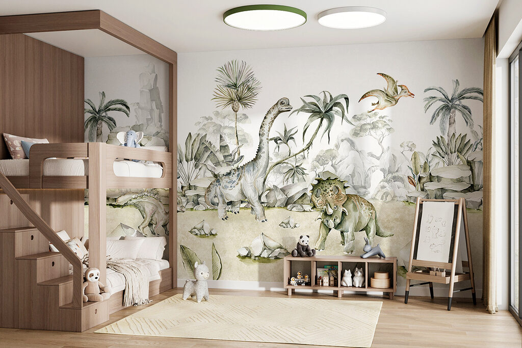 Dinossauros entre rochas claras — interior 3