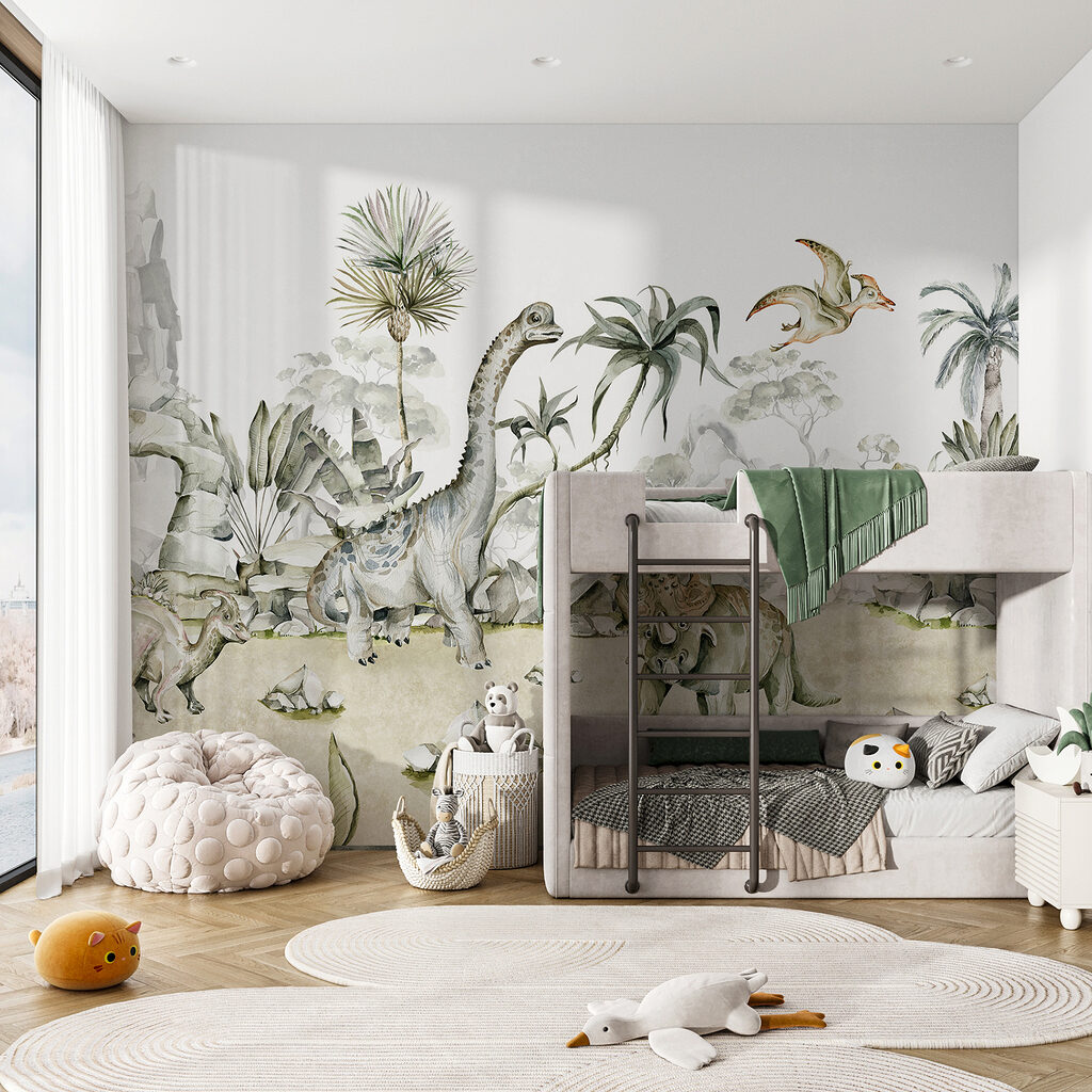 Dinossauros entre rochas claras — interior 1