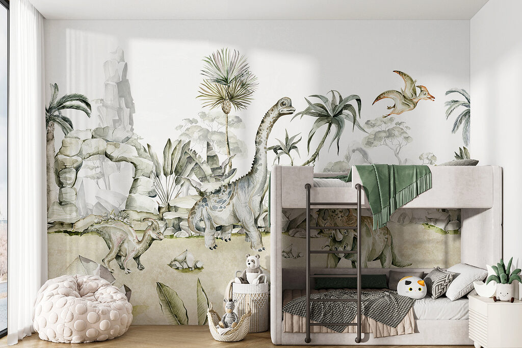 Dinossauros entre rochas claras — interior 2