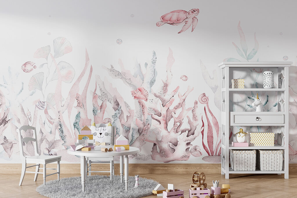 Tartaruga sobre jardim marinho — interior 1