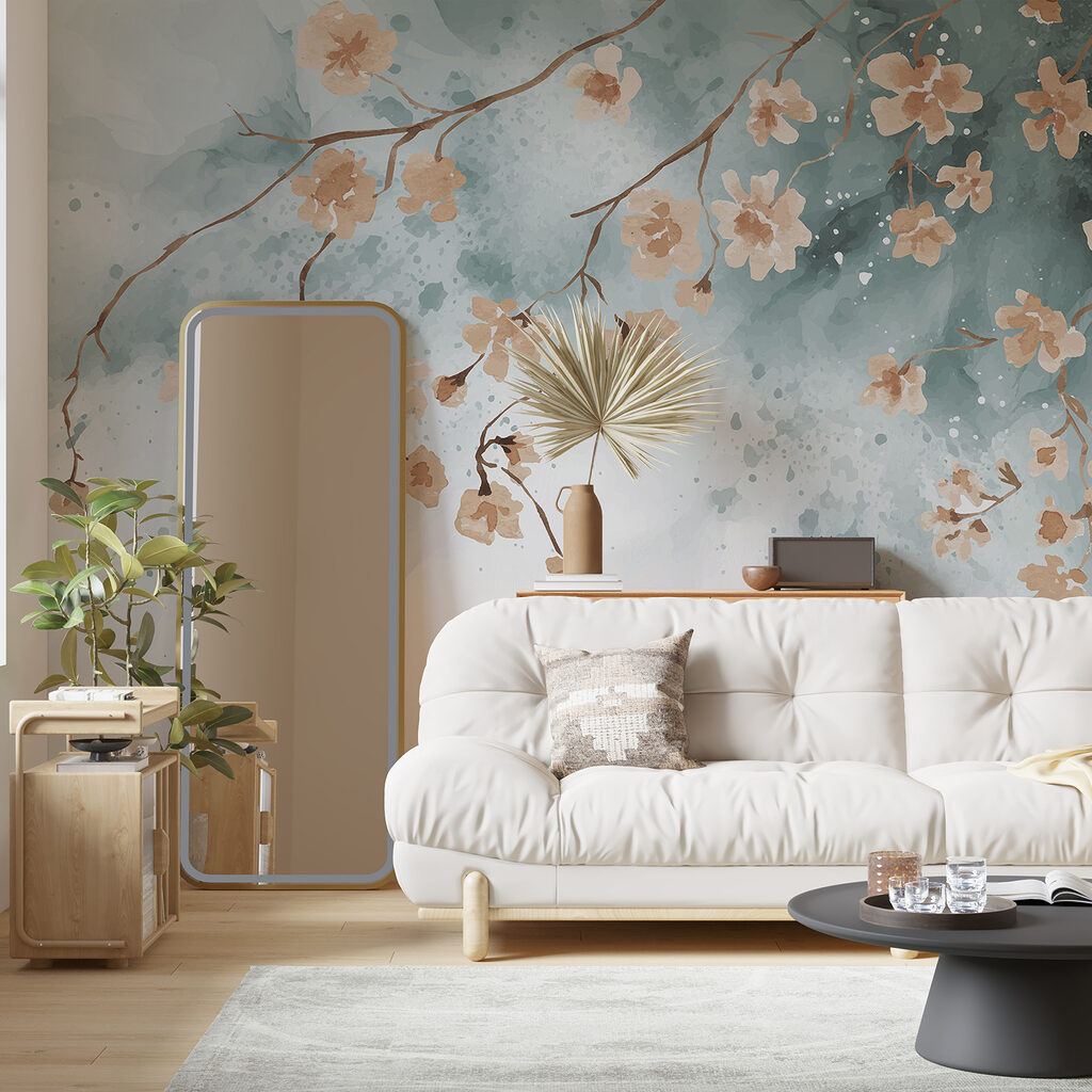 Ramos floridos em azul-gelo — interior 3