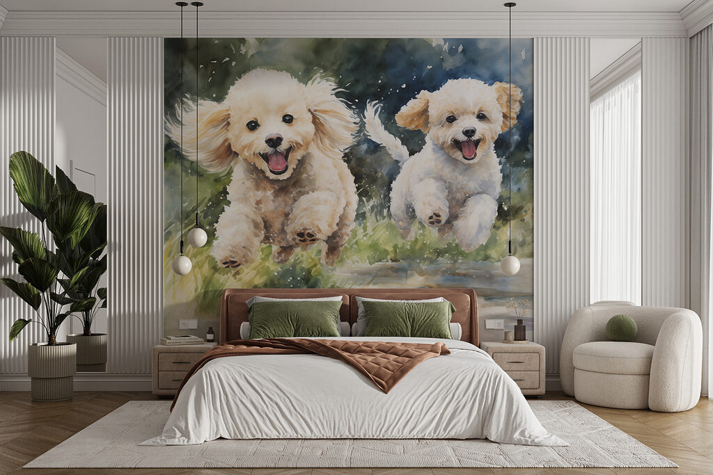 Dois cães a correr — interior 1