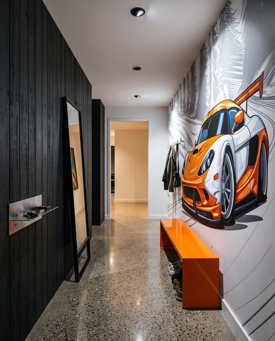 Desportivo laranja na curva — interior 5