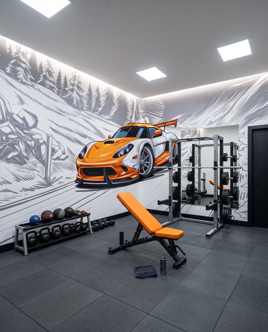 Desportivo laranja na curva — interior 6