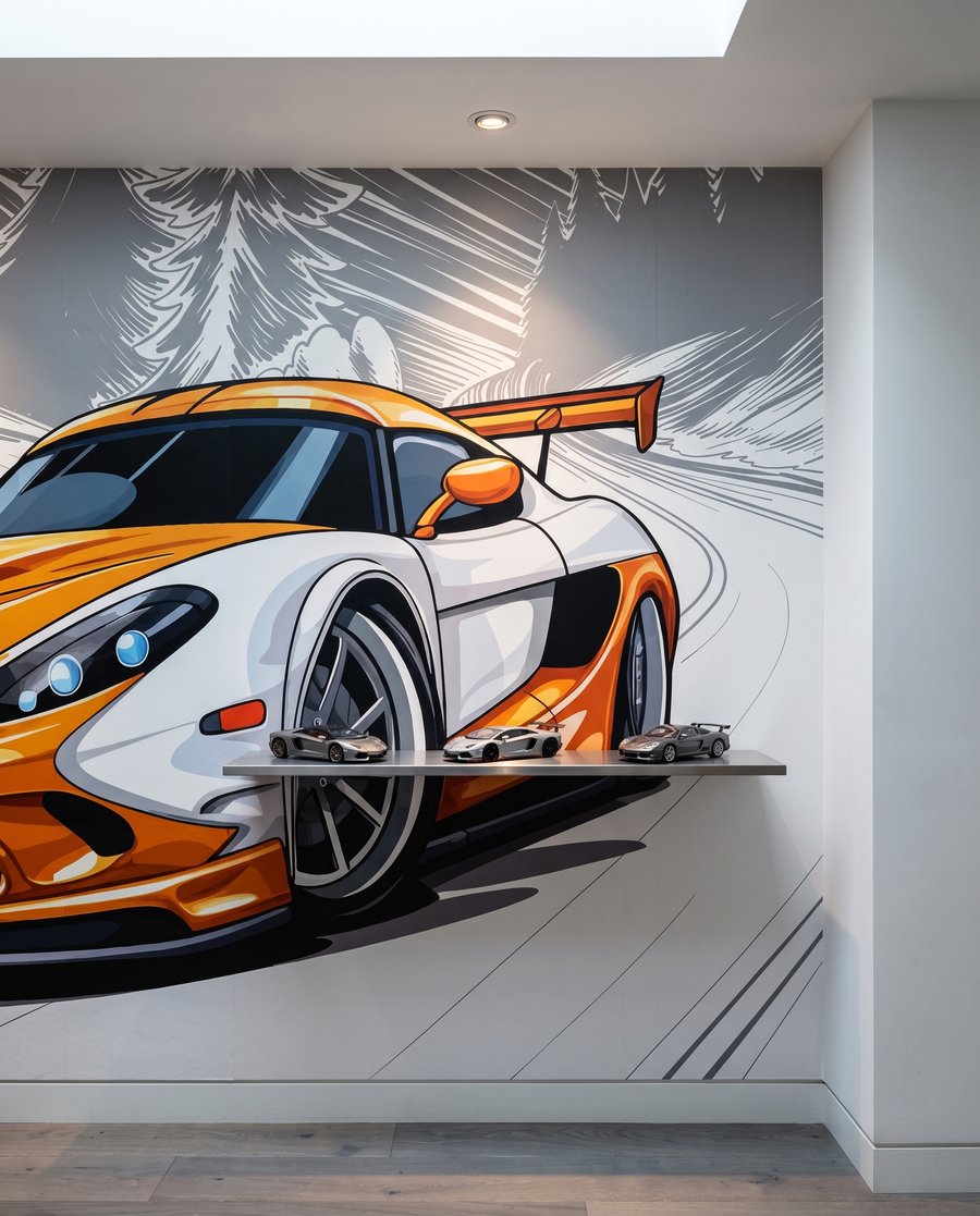 Desportivo laranja na curva — interior 7
