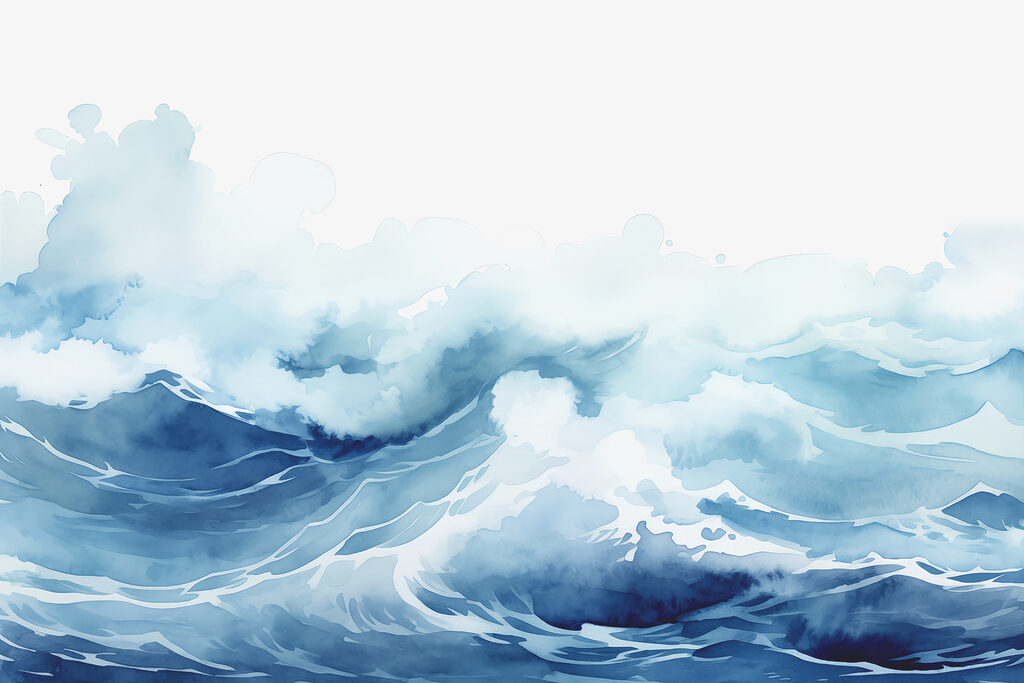 Ondas azuis em aguarela — design completo