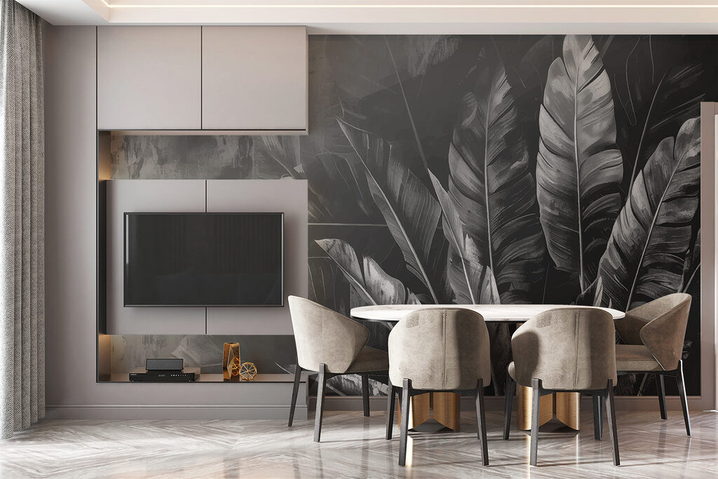 Folhas escuras em névoa — interior 3