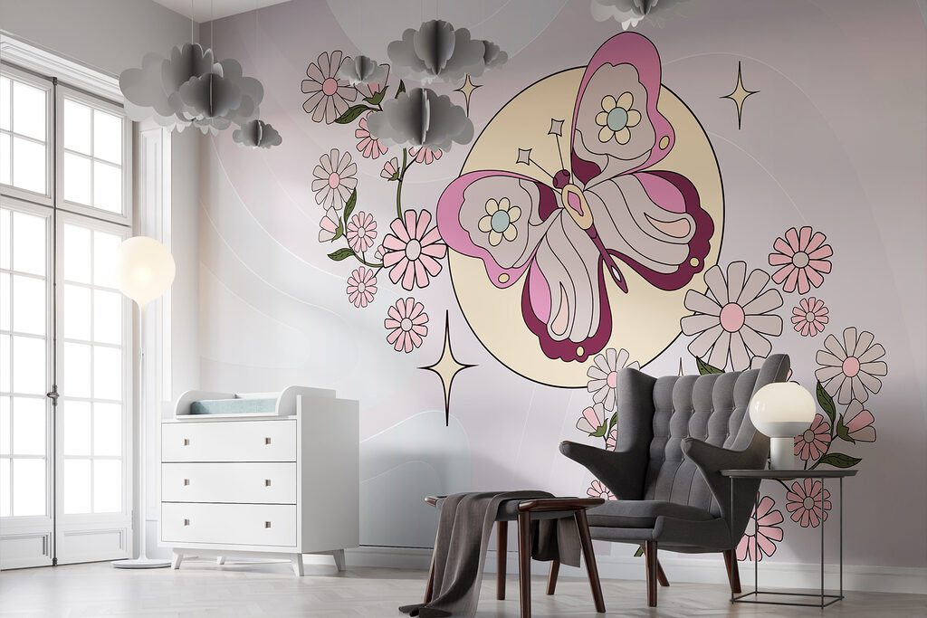 Borboleta sobre flores rosa — interior 2