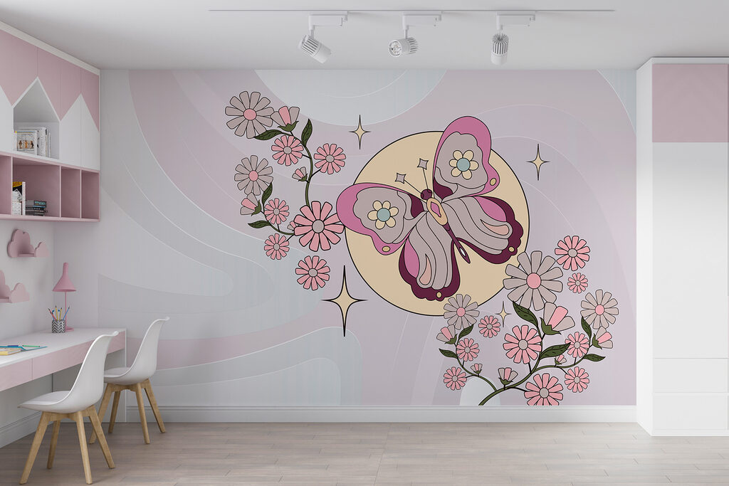 Borboleta sobre flores rosa — interior 3