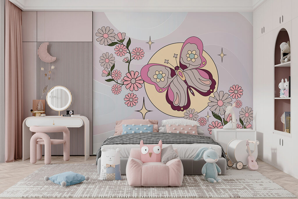 Borboleta sobre flores rosa — interior 4