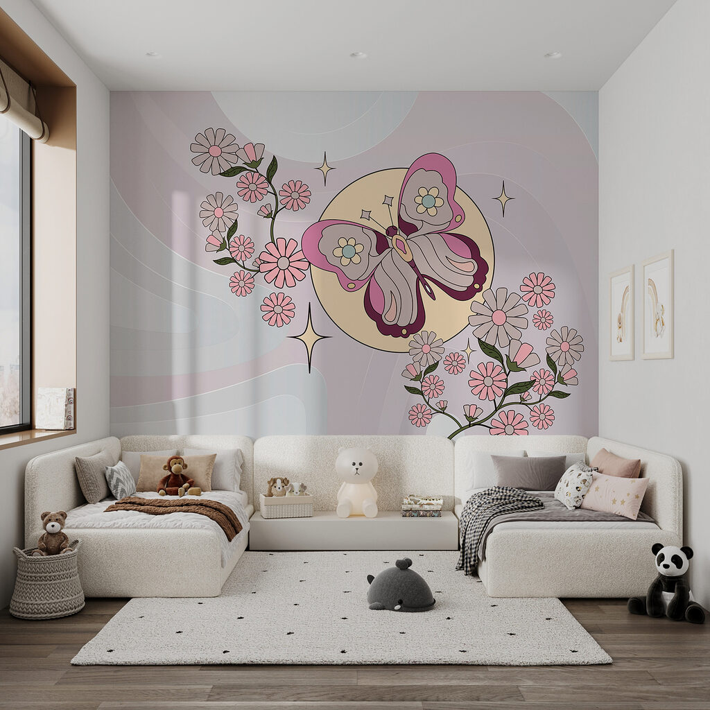 Borboleta sobre flores rosa — interior 5
