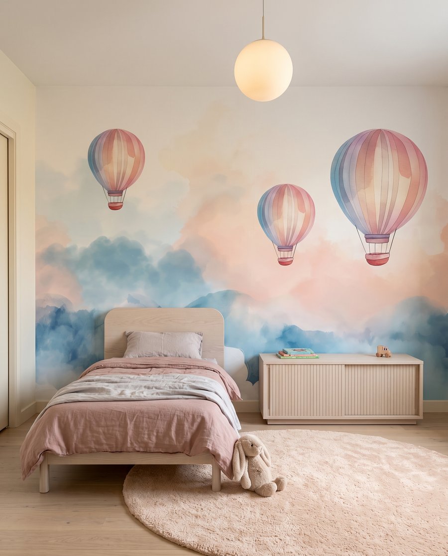 Três balões sobre nuvens — interior 2