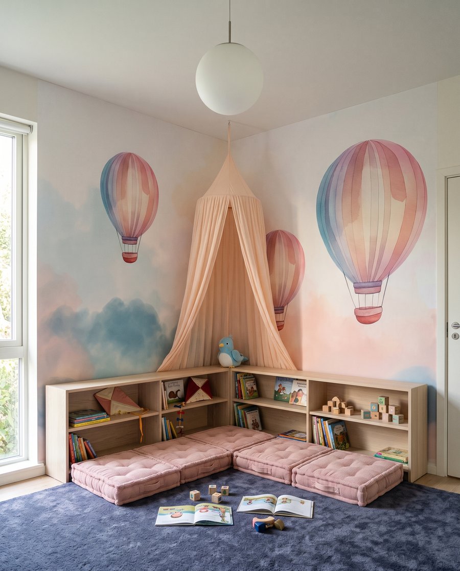 Três balões sobre nuvens — interior 4