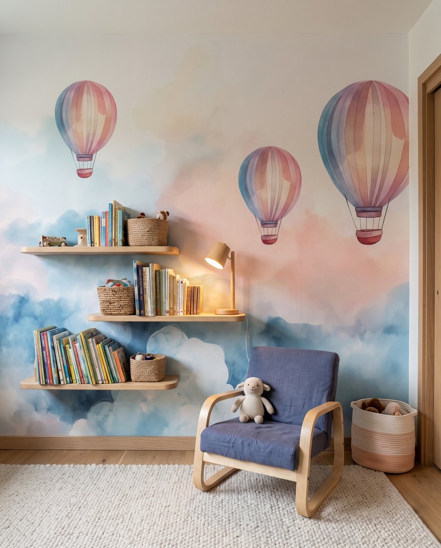 Três balões sobre nuvens — interior 6
