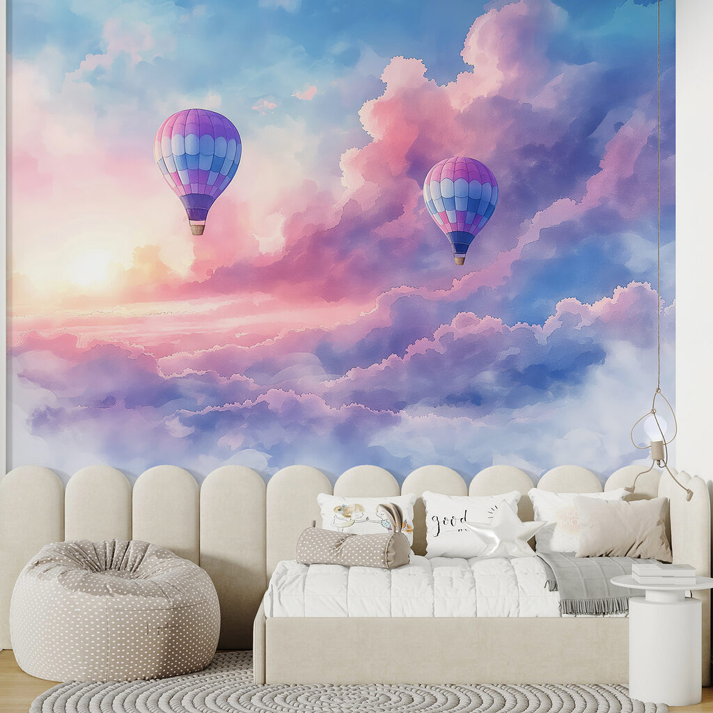 Balões sobre nuvens cor-de-rosa — interior 3