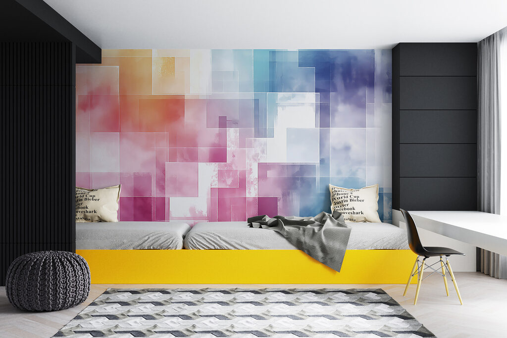 Quadrados em tons pastel — interior 1