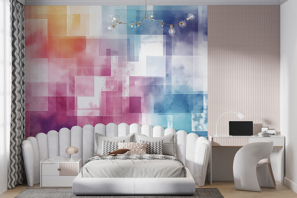Quadrados em tons pastel — interior 3