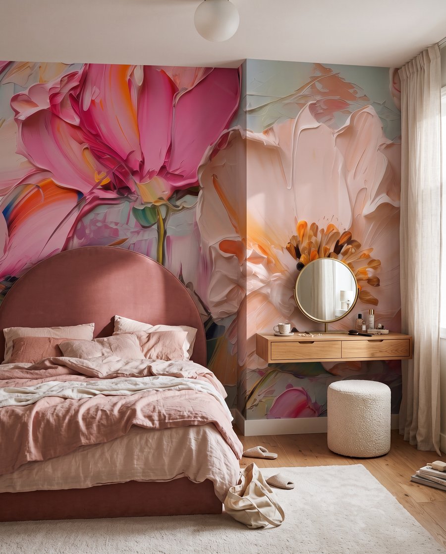 Flores rosa em pinceladas — interior 2