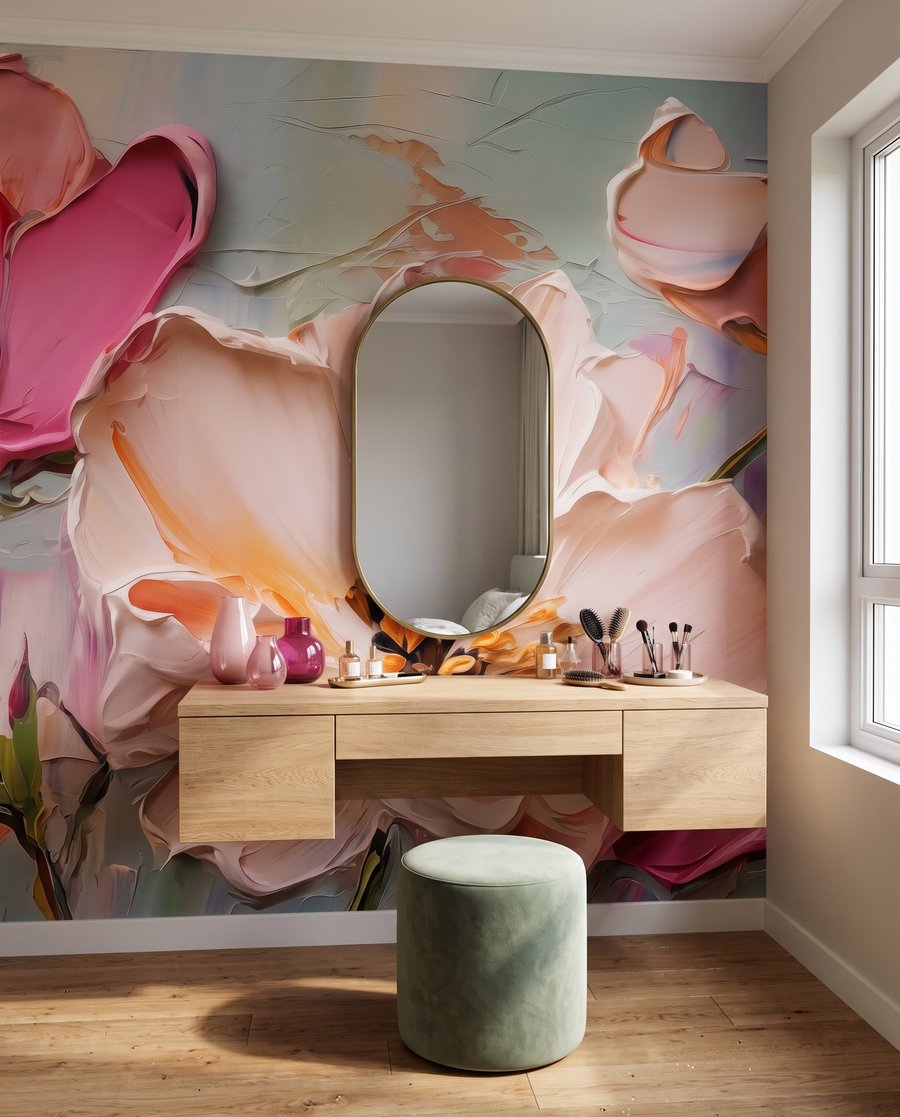 Flores rosa em pinceladas — interior 3