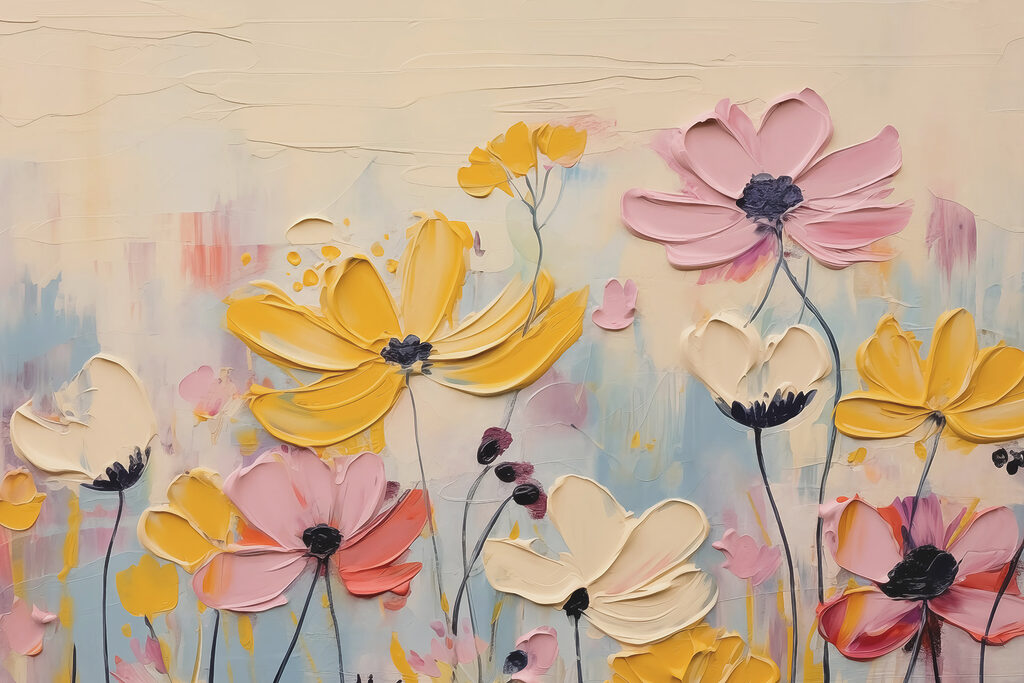 Flores em pinceladas amarelas — design completo