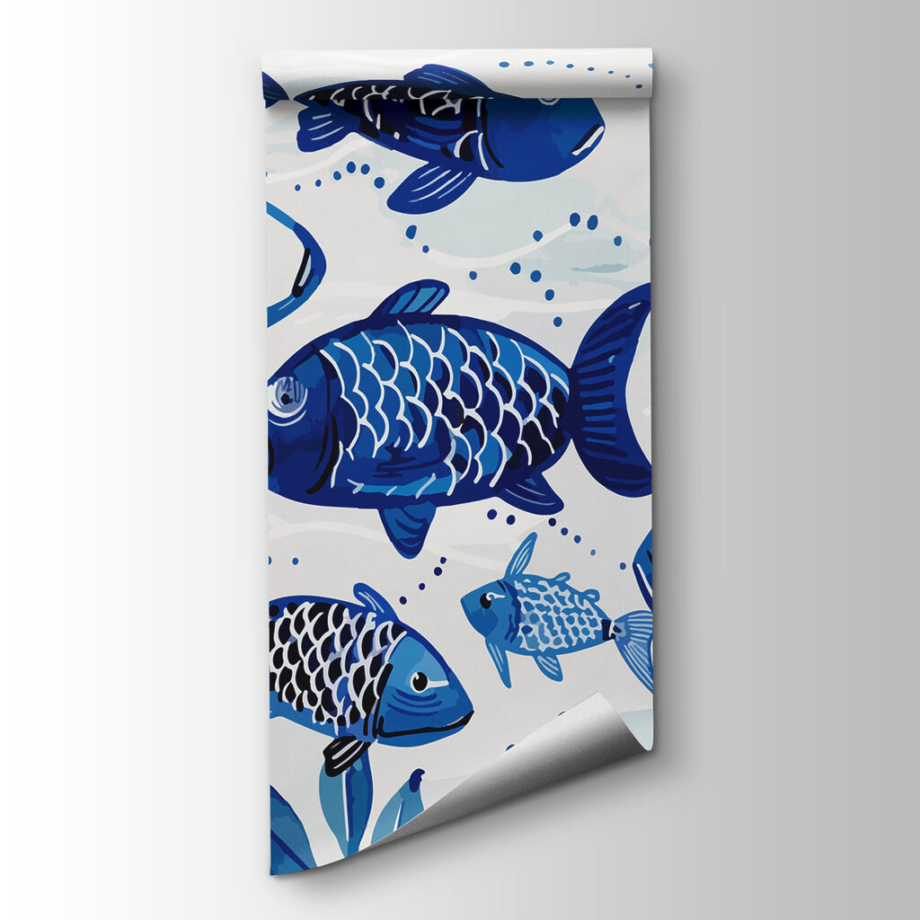 Peixes azuis entre algas — vista do produto