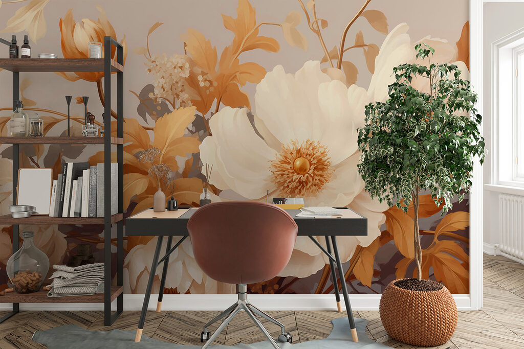 Flores entre folhas ocre — interior 2
