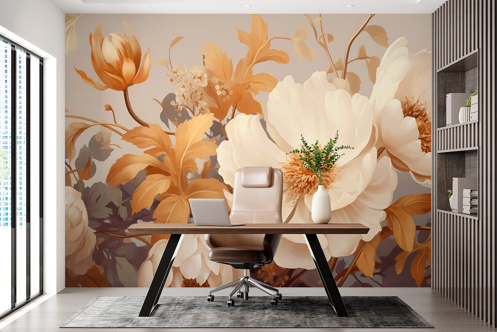 Flores entre folhas ocre — interior 3