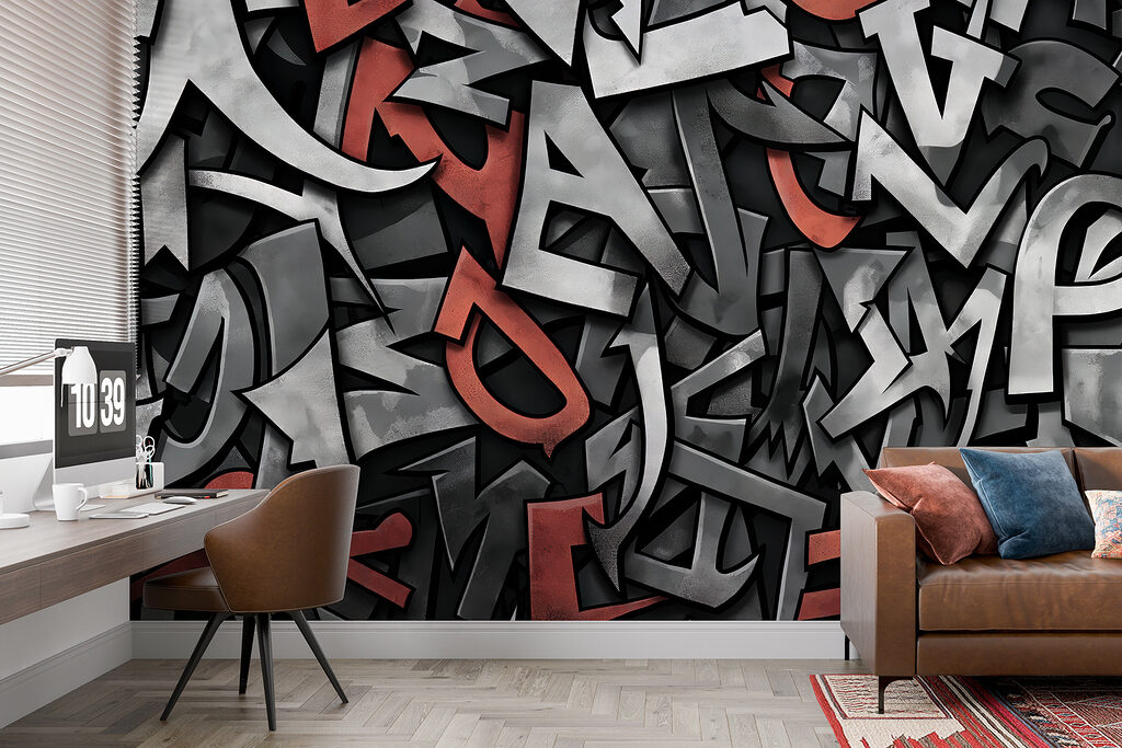 Letras em camadas escuras — interior 2