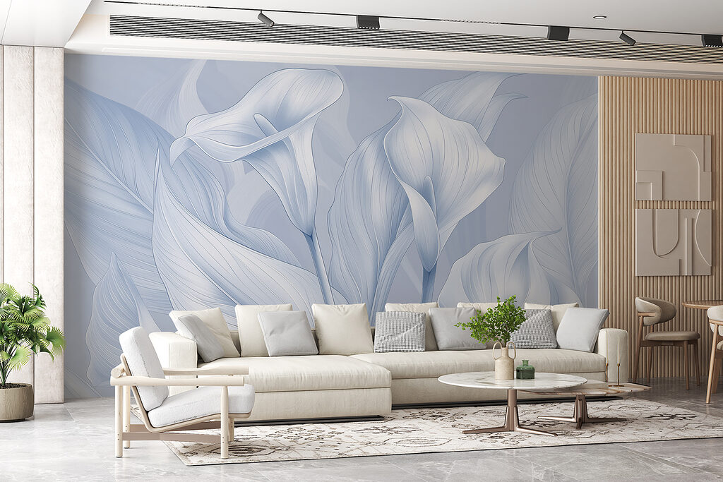 Cálices brancos entre folhas — interior 1