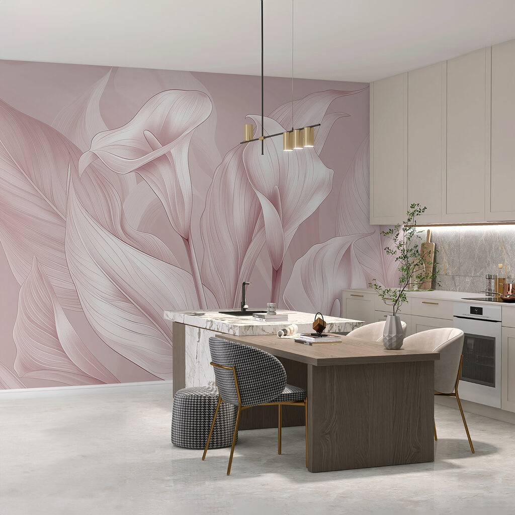 Cálices brancos entre folhas — interior 1