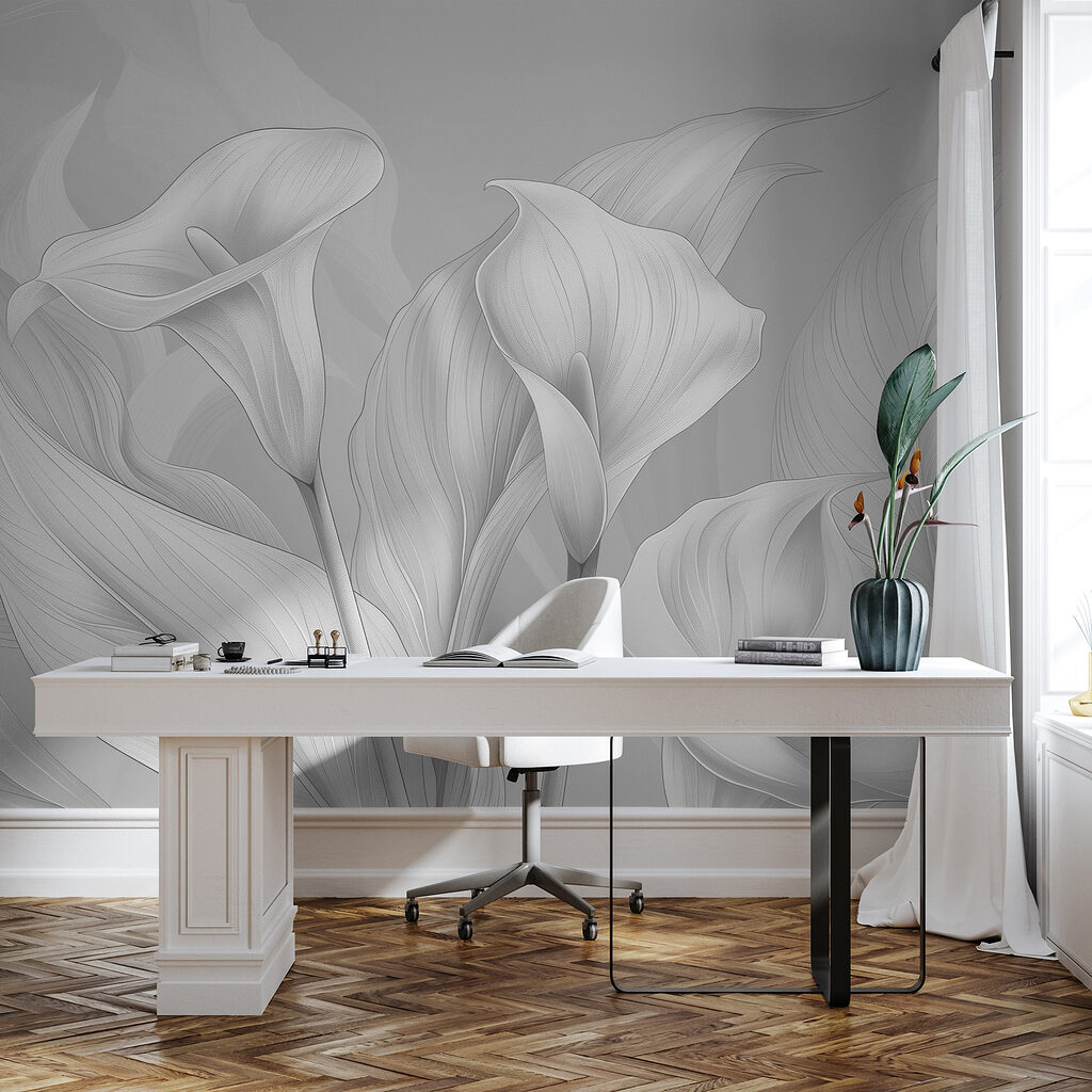 Cálices brancos entre folhas — interior 2