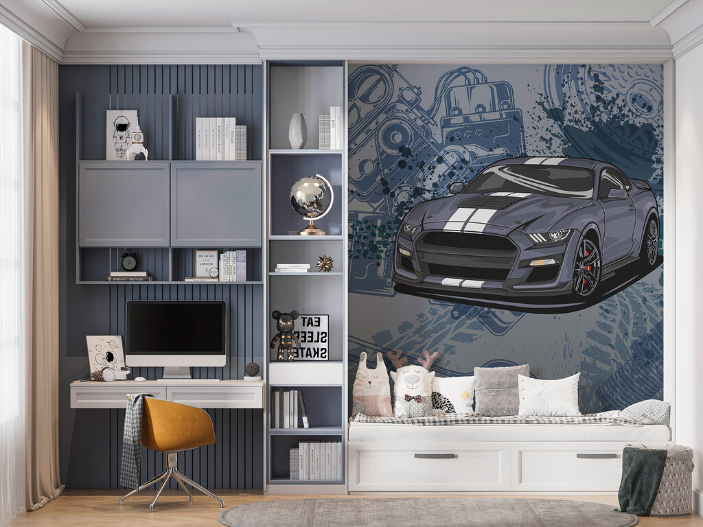Carro entre desenhos técnicos — interior 3