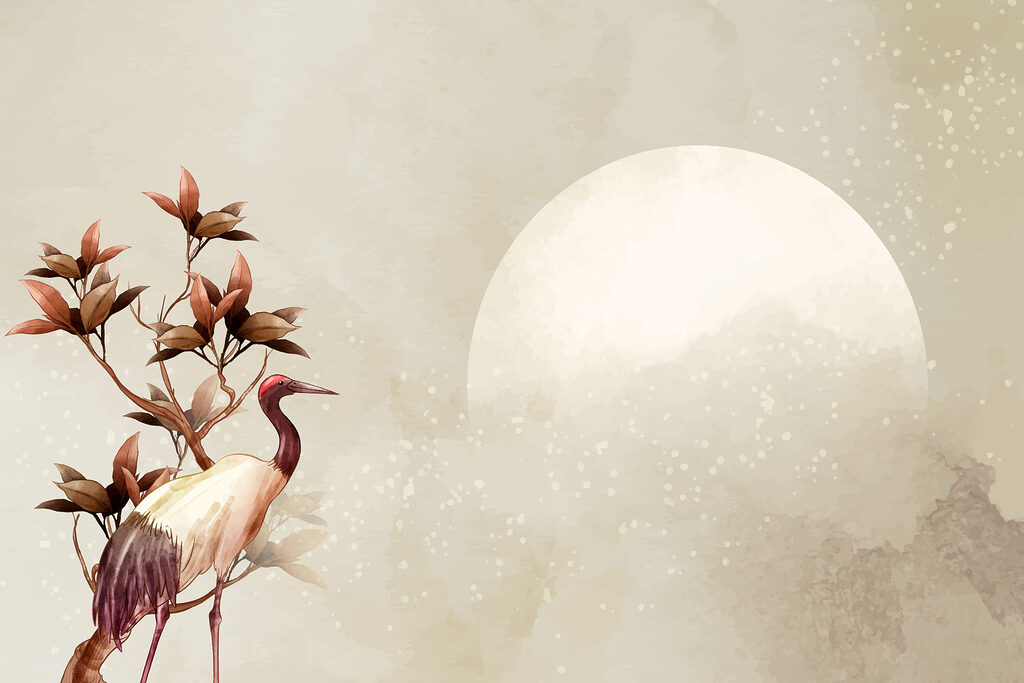 Grou junto à lua — design completo