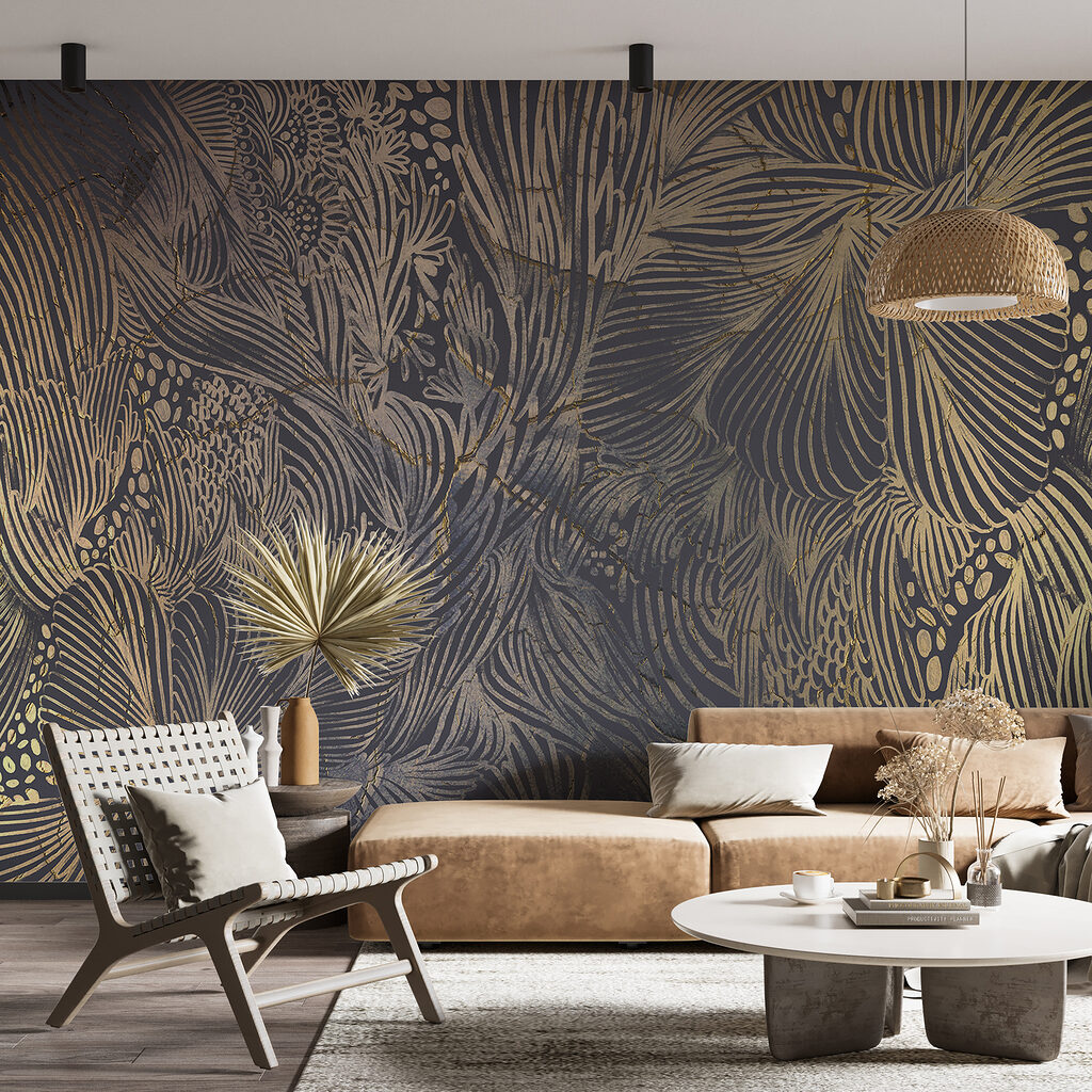 Linhas douradas em antracite — interior 1