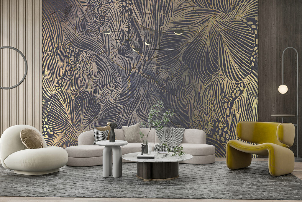 Linhas douradas em antracite — interior 5