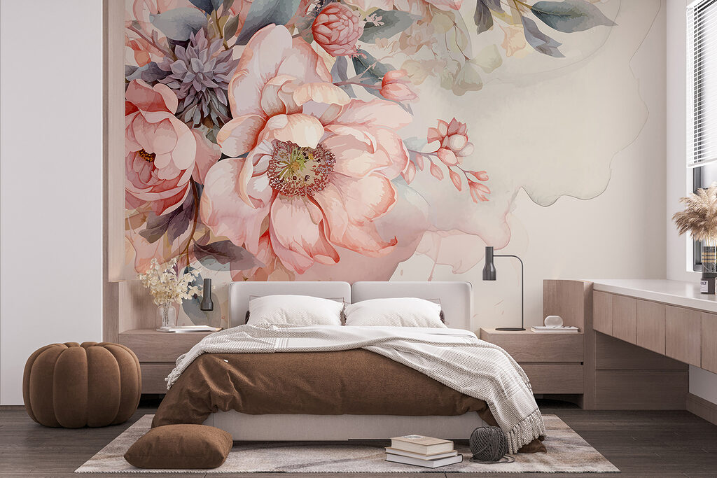 Rosas sobre bege suave — interior 2