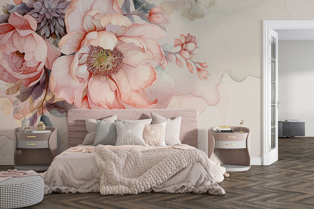 Rosas sobre bege suave — interior 3