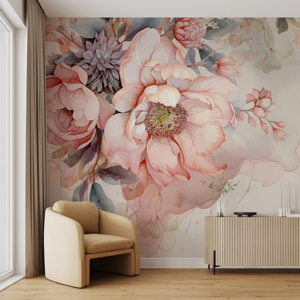 Rosas sobre bege suave — interior 4