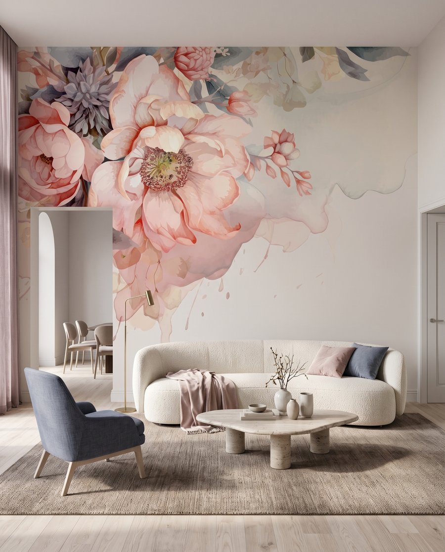 Rosas sobre bege suave num interior