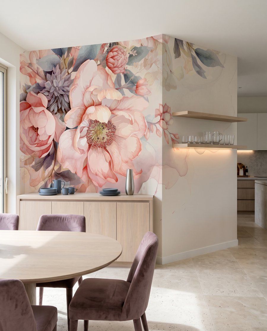 Rosas sobre bege suave num interior