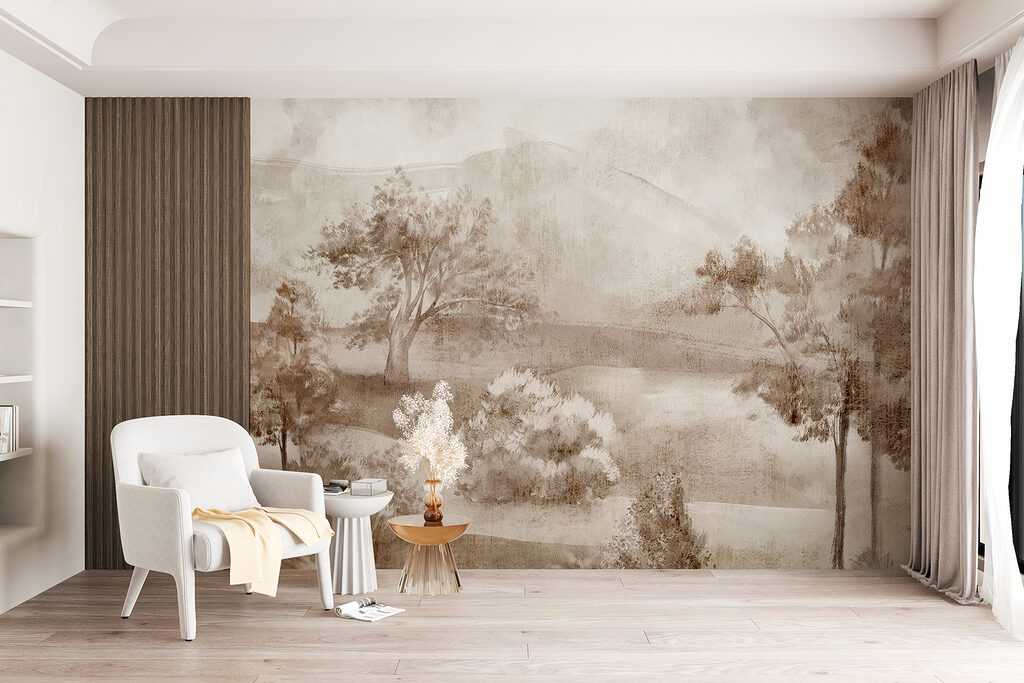 Árvores e colinas enevoadas — interior 4