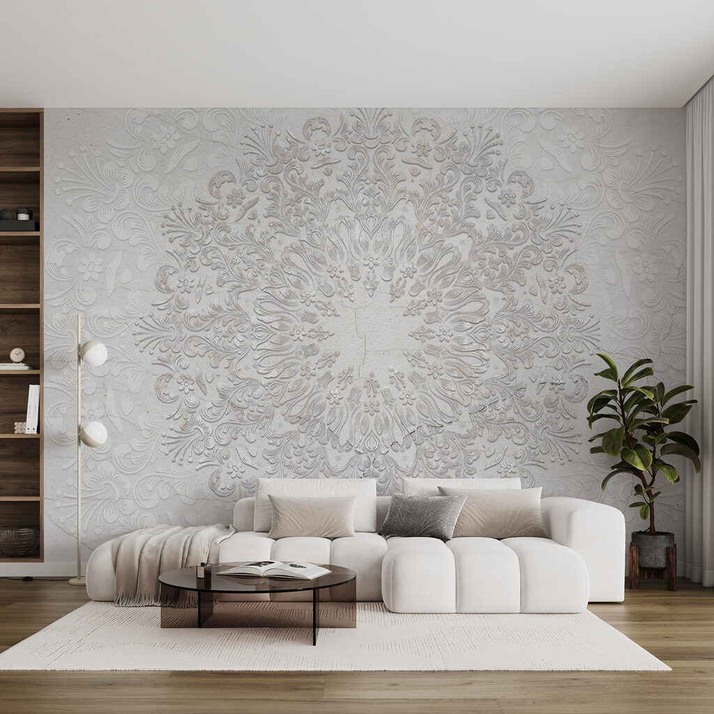 Ornamento branco em relevo — interior 3