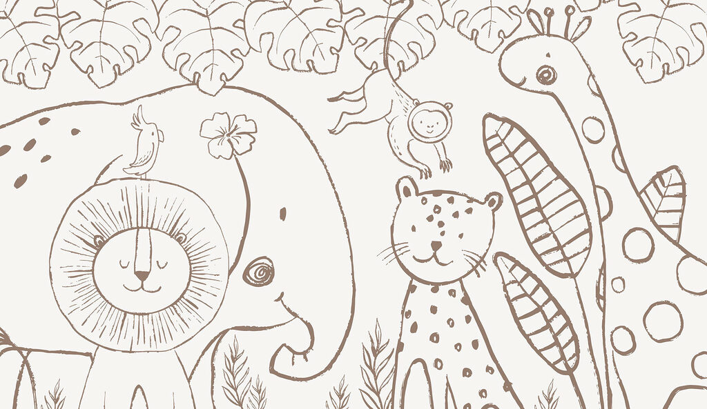 Animais em linhas finas — design completo