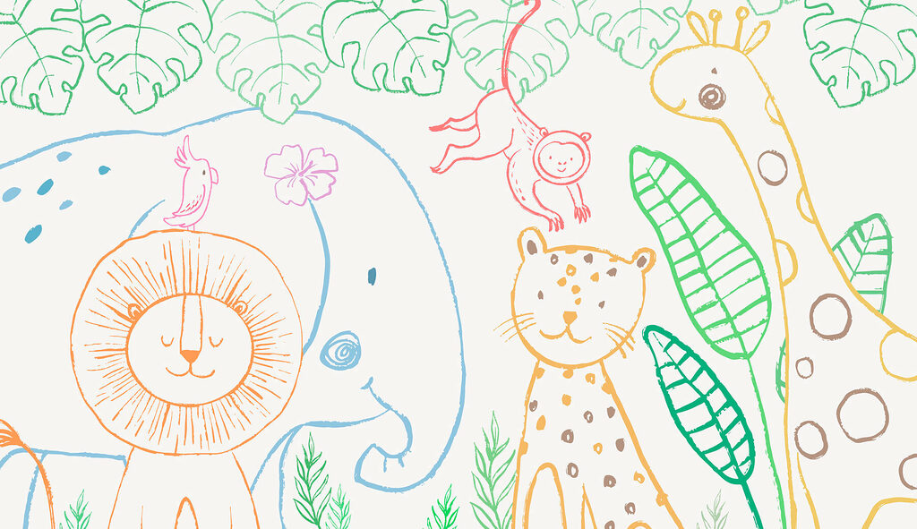 Animais em linhas finas — design completo