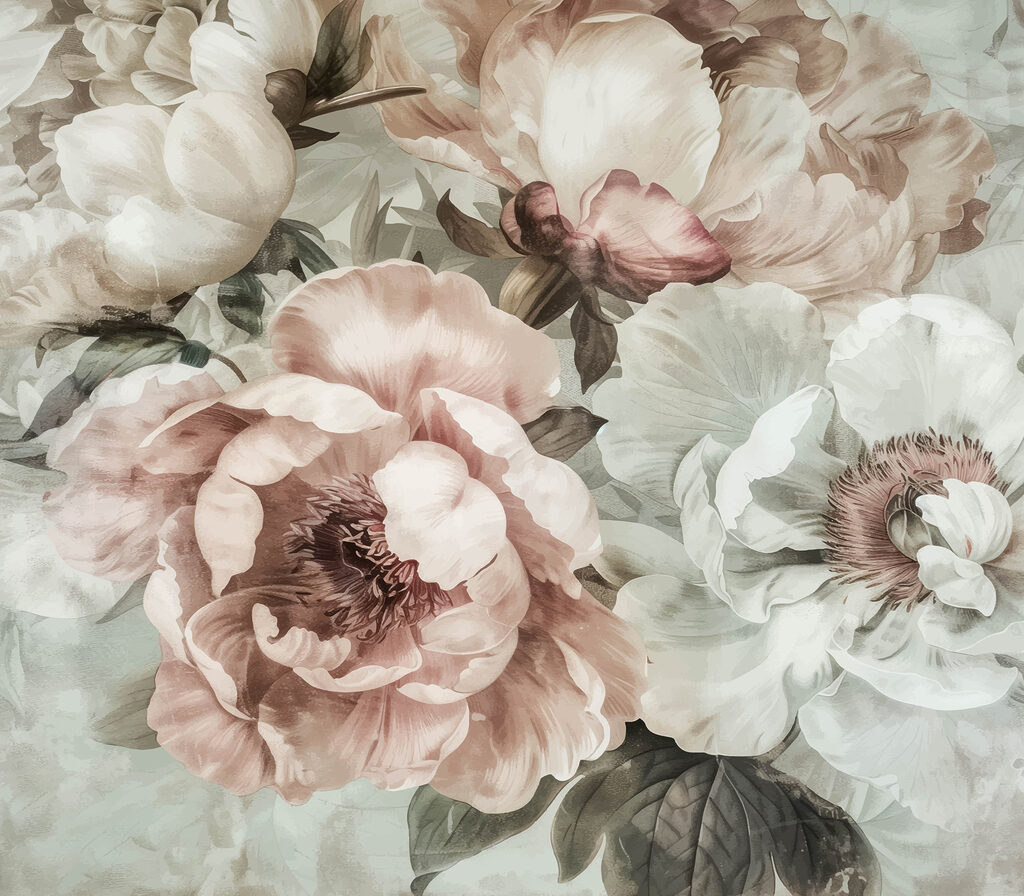 Flores em tons rosados — design completo