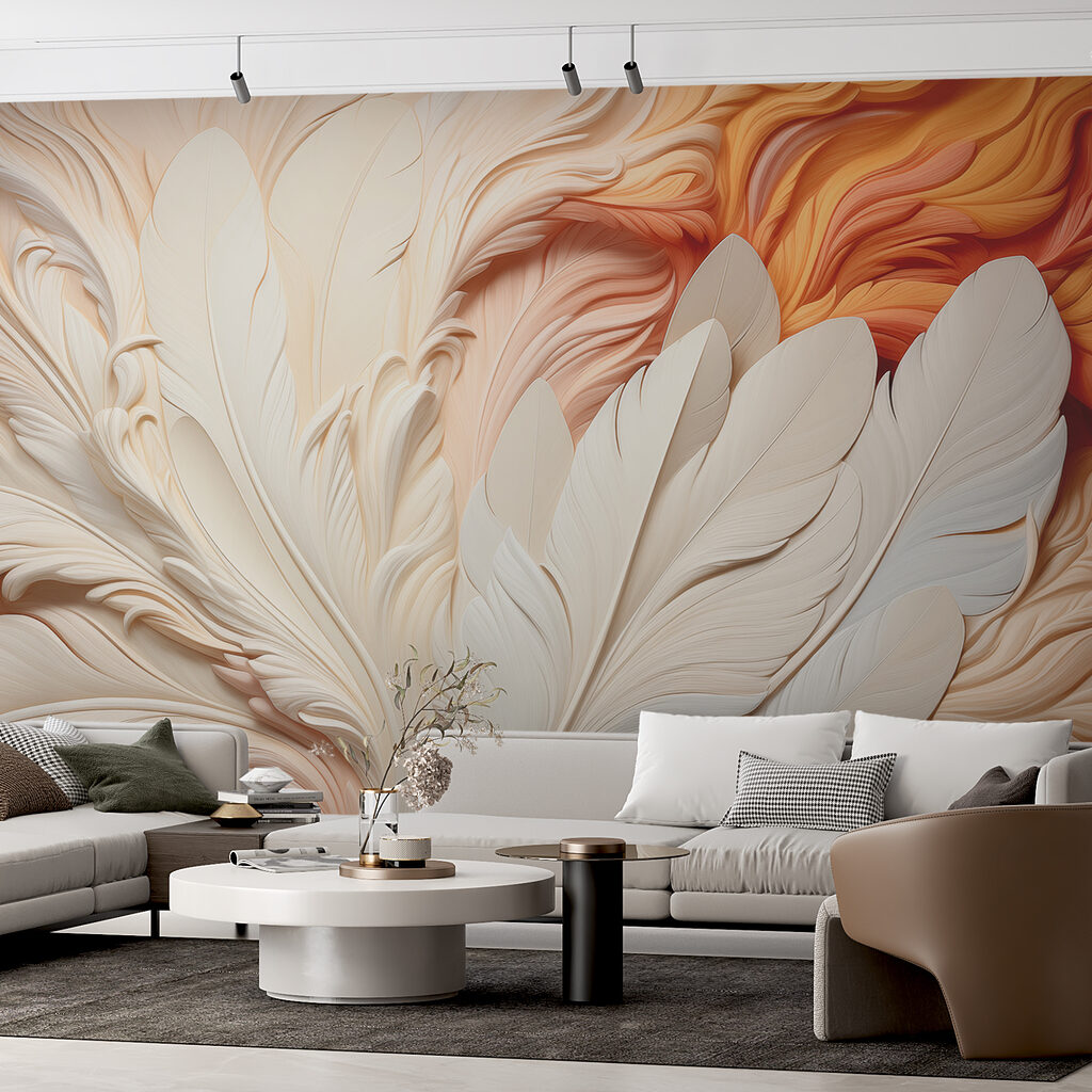 Penas creme e laranja — interior 1