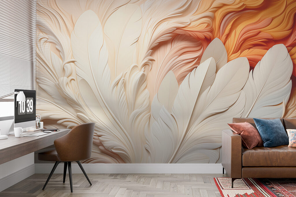 Penas creme e laranja — interior 2