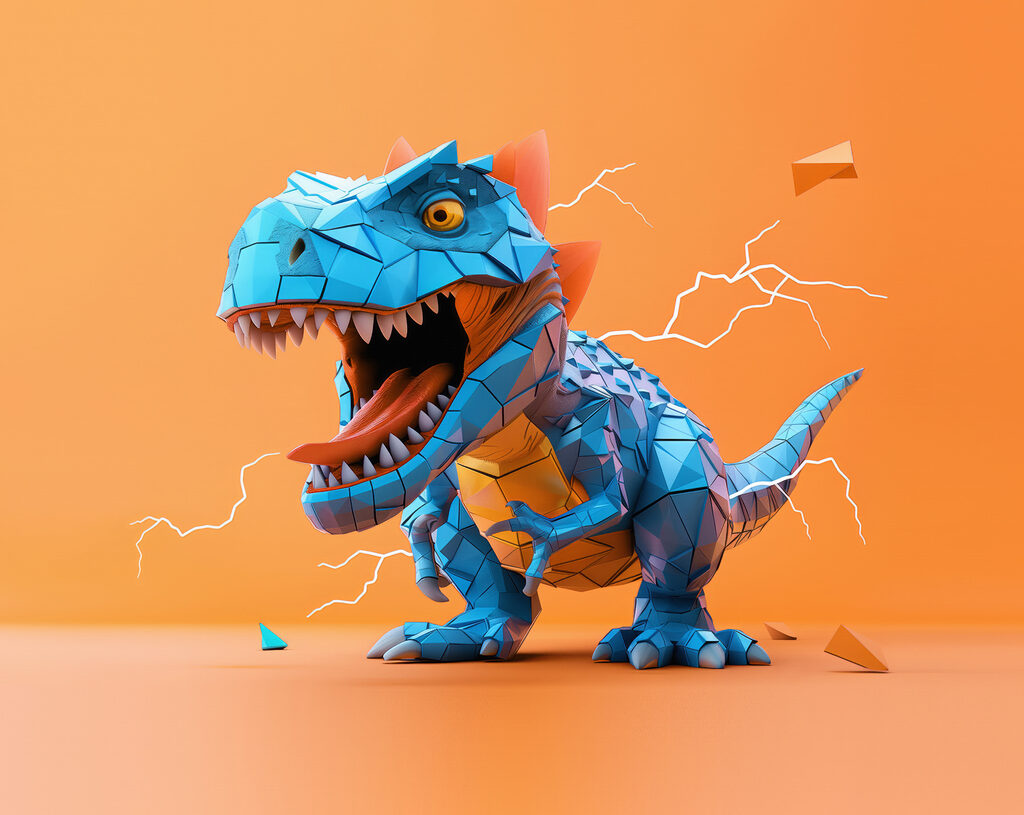 Dinossauro azul — design completo
